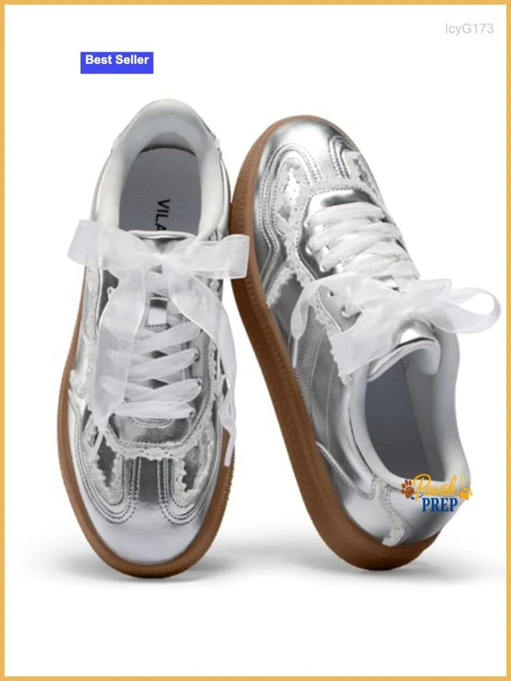 Lace Detail Fashion Sneakers Comfortable Casual Dress Sneakers Retro Gum Sole